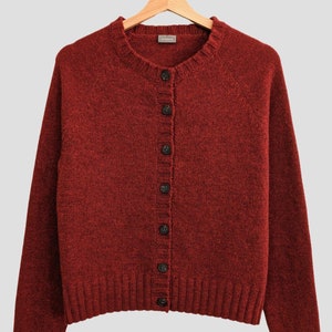 Handmade Wool Cardigan: Red Button-Down Sweater