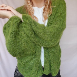 Hand Knitted Alpaca Cardigan, Soft and Fluffy Cardigan, Open Front Cardigan