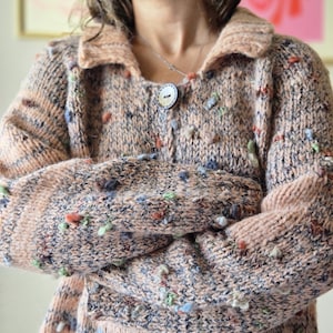 Chunky Knit Wool Blend Cardigan: Handmade Boho Pastel Jacket
