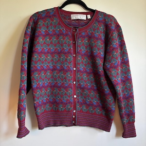 Vintage Wool Cardigan Camilla Eames made in Scotland