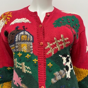 Vintage Farm Cardigan Sweater- By Northern Isles - Size XL - Please See Description And Photos